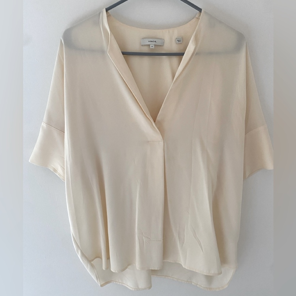 Vince Silk Short Sleeve Blouse